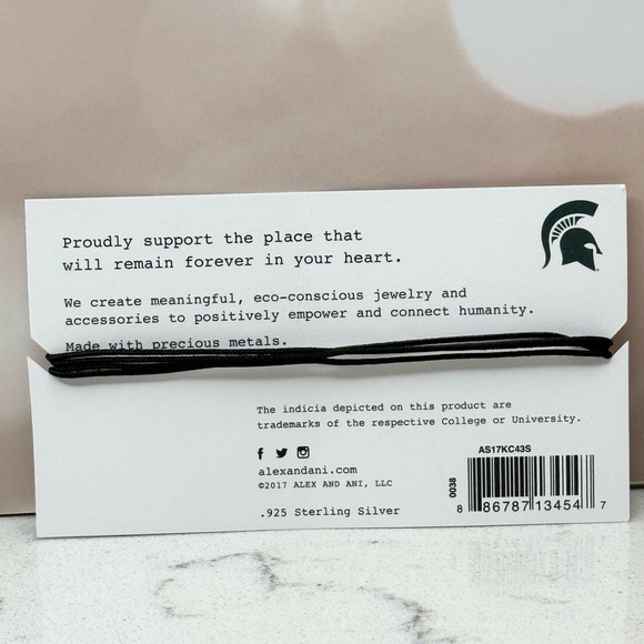 Alex and Ani Sterling Silver Michigan State University Kindred Cord - Picture 4 of 6